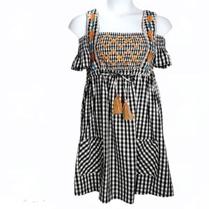 Sand & Spirit Dress Cold Shoulder Gingham Farm To Closet Size M